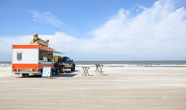 Pølsevogn am strand in Vejers - Hotdogbude